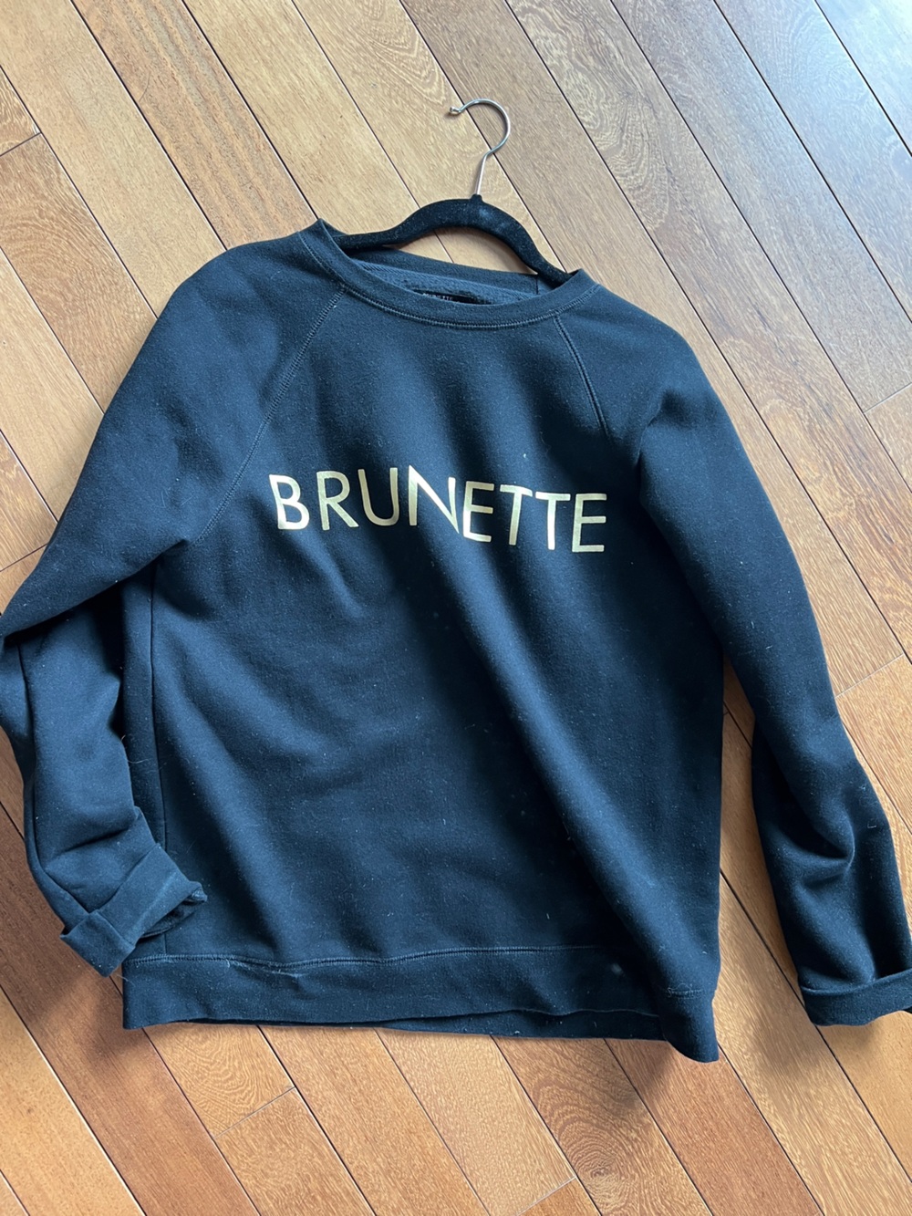 BRUNETTE the label Gold Lettering Black Sweatshirt L/XL